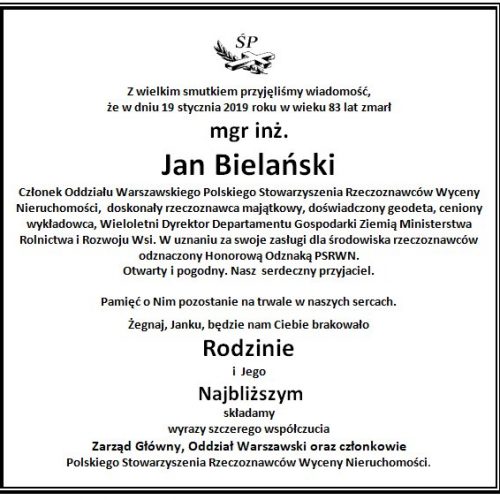 Jan Bielański - nekrolog